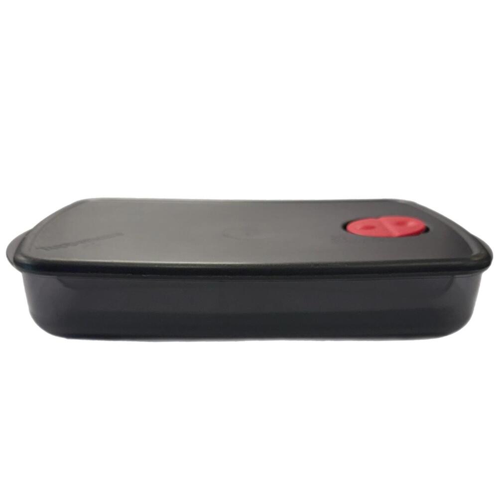 Tupperware Vent ‘N Serve Black 3-Section Divided Rectangular Container